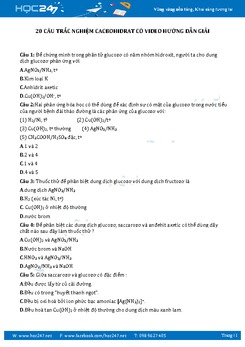 20 Câu trắc nghiệm Cacbohidrat Hóa 12 Có video hướng dẫn giải
