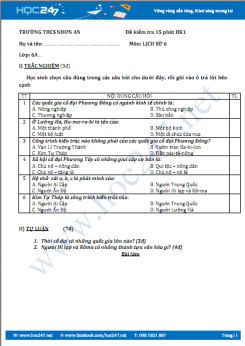 Đề kiểm tra 15 phút HK1 môn Sử 6 - Trường THCS An Nhơn