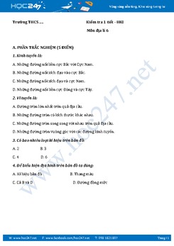 Đề kiểm tra 1 tiết HK1 môn Địa 6 - Trường THCS