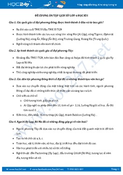 Đề cương ôn thi học kì I môn Lịch sử lớp 6