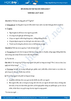 Đề cương ôn tập HK1 môn GDCD 7 năm 2017-2018