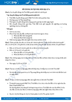 Đề cương ôn tập HK1 môn Địa lý 6