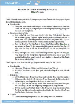 Đề cương ôn tập HK1 môn Lịch sử 11 năm học 2017-2018