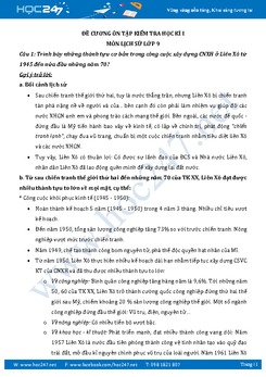Đề cương ôn thi HK1 môn Lịch sử 9 Năm học 2017-2018