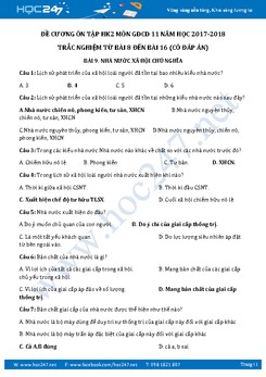 Đề cương ôn tập HK2 môn GDCD 11 - Trắc nghiệm có đáp án