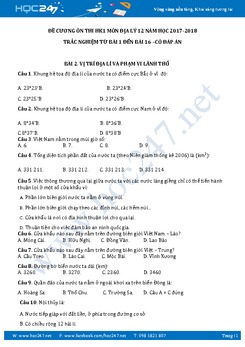 Đề cương ôn thi HK1 môn Địa lý 12 - Trắc nghiệm từng bài có đáp án