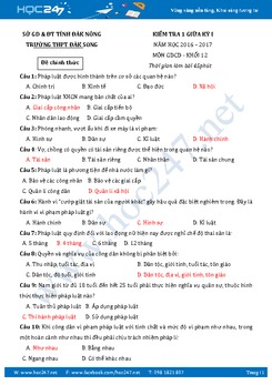 Đề thi giữa kì 1 môn GDCD 12 năm học 2016-2017 - trường THPT Đak Song