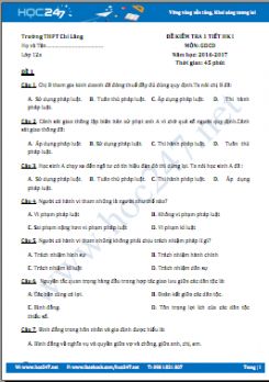 Bộ 3 đề thi giữa kì 1 môn GDCD 12 năm học 2016-2017