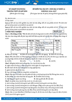 Đề thi HK1 môn Địa 12 năm học 2016-2017 trường THPT Lê Quý Đôn