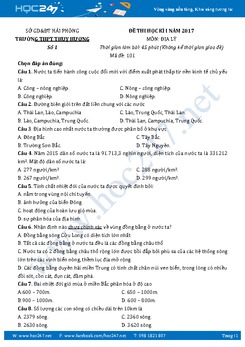 Đề thi HK1 môn Địa 12 năm học 2016-2017 trường THPT Huy Chương