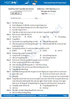 Bộ 2 đề thi giữa kì 1 môn Địa 12 năm học 2016-2017 (có đáp án)