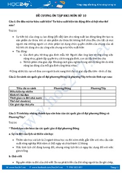 Đề cương ôn tập HK1 môn Sử 10 năm học 2017-2018