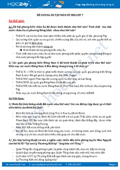 Đề cương ôn tập HK1 môn Sử 7 năm học 2017-2018