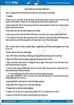 Đề cương ôn tập HK1 môn Lịch sử 8 năm học 2017-2018