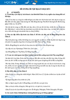 Đề cương ôn tập HK1 môn Địa 8 năm học 2017-2018