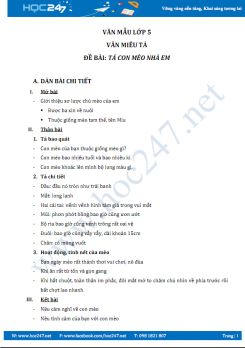 Tả hình dáng và đặc điểm con mèo nhà em