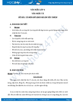 Tả món đồ chơi mà em yêu quý nhất