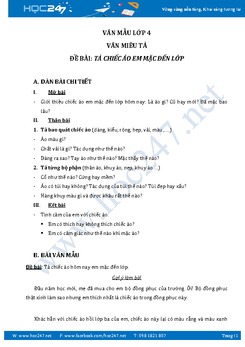 Tả chiếc áo hôm nay em mặc đến lớp