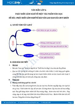 Phát biểu cảm nghĩ về bài văn Lao xao của Duy Khán