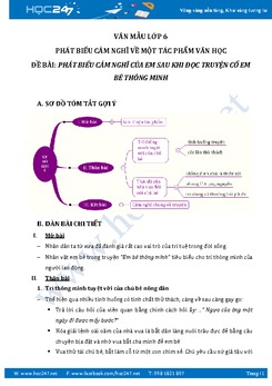 Phát biểu cảm nghĩ của em sau khi đọc truyện cổ Em bé thông minh