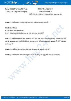 Đề thi HK2 môn Sinh học 9 - THCS Nguyễn Trường Tộ - ĐakLak có lời giải