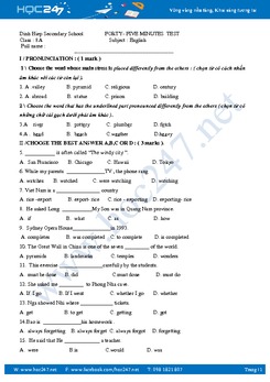 Đề kiểm tra giữa HK2 Tiếng Anh lớp 8 có đáp án