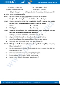 Đề thi học kì 2 môn Địa Lý 12 THPT Lê Quý Đôn - Hải Phòng