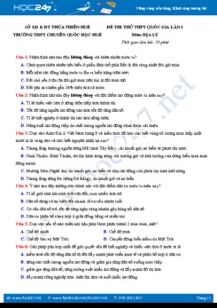 Đề thi thử THPT QG Địa Lý - THPT Chuyên Quốc học Huế năm 2018