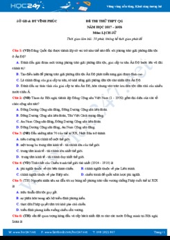 Đề thi thử THPT QG Lịch Sử năm 2018 - Sở GD&ĐT Vĩnh Phúc