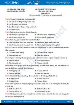 Đề thi thử THPT QG năm 2018 GDCD - Sở GD&ĐT Thái Bình