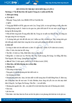 Đề cương ôn thi HK2 môn Địa lý lớp 12 năm 2018
