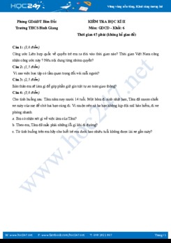 Đề thi HK2 môn GDCD lớp 6 THCS Bình Giang - Kiên Giang