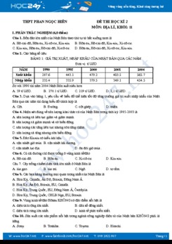Đề thi HK2 môn Địa lý lớp 11 THPT Phan Ngọc Hiển - Cà Mau