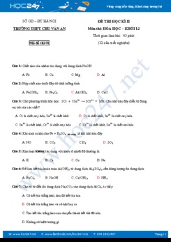 Đề thi học kì 2 môn Hóa học lớp 12- THPT Chu Văn An- Hà Nội