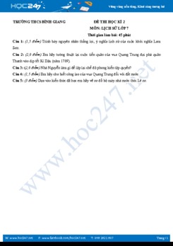 Đề thi HK2 môn Lịch sử lớp 7 THCS Bình Giang - Kiên Giang