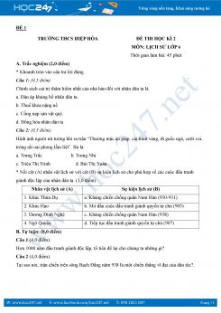 2 đề thi HK2 môn Lịch sử lớp 6 năm 2018 có đáp án