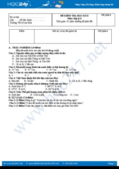 Đề thi HK2 môn Địa lý lớp 6 THCS An Hòa có đáp án