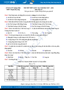 Đề thi thử THPT QG năm 2018 môn Địa Lý - THPT Chuyên Hạ Long