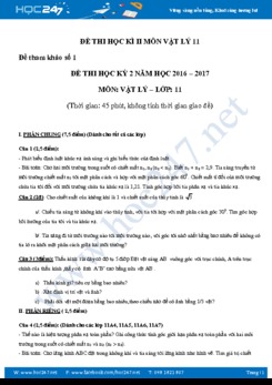 5 Đề thi Học kì 2 môn Vật Lý 11 có đáp án hướng dẫn năm 2018