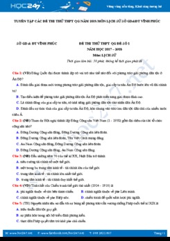 4 đề thi thử THPT QG năm 2018 môn Lịch sử - Sở GD&ĐT Vĩnh Phúc