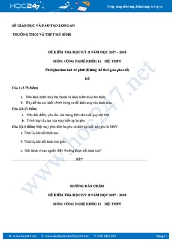 Đề thi HK2 có đáp án môn Công nghệ 12- Sở GD&ĐT Long An