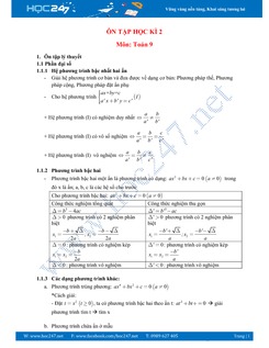 Đề cương ôn thi học kì 2 môn Toán 9 năm 2018