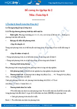 Đề cương ôn thi học kì 2 môn Toán 8 năm 2018