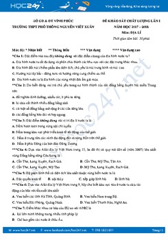 5 đề thi thử THPT QG 2018 môn Địa Lý có đáp án