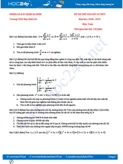 Đề thi thử vào lớp 10 phòng GD & ĐT Quận Ba Đình