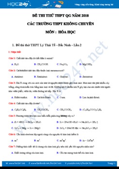 5 Đề thi THPT QG 2018 môn Hóa các trường THPT không chuyên