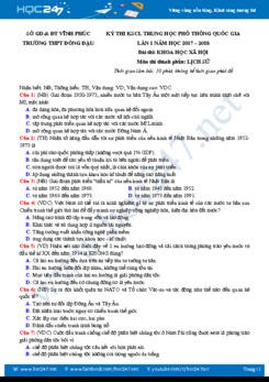 Đề thi thử THPT QG năm 2018 môn Lịch Sử THPT Đồng Đậu
