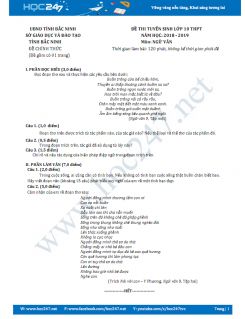 Đề thi vào 10 môn Ngữ văn năm học 2018 Sở GD&ĐT tỉnh Bắc Ninh