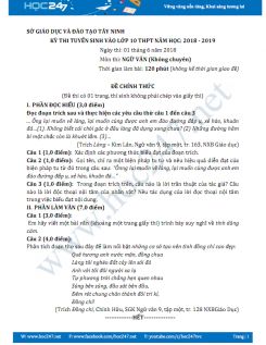 Đề thi vào 10 môn Ngữ văn năm học 2018 Sở GD&ĐT tỉnh Tây Ninh