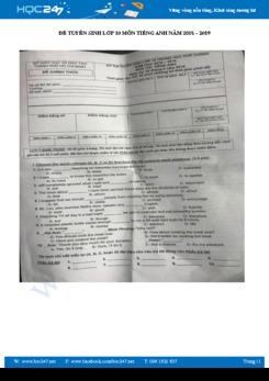 Đề thi và đáp án tuyển sinh lớp 10 môn Tiếng Anh năm 2018 - Sở GD&ĐT TP.HCM